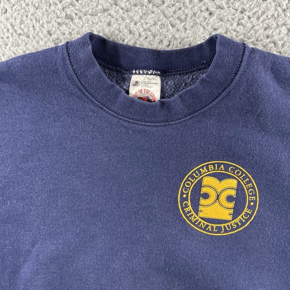 Vintage Columbia College Criminal Justice Sweatshirt Mens XL Blue USA Made 90s - Picture 1 of 11